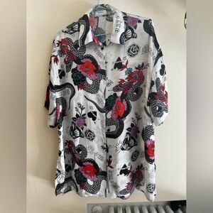 Bershka Multicolor Snake and Floral Men's Shirt